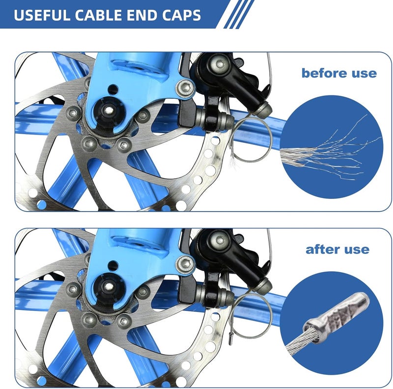 mamakoi Bike Cable End Caps, Bike Cable Clasps, Alloy Cable End Crimps,Derailleur Cable End Cap,Bicycle Rotatable S-Hook Clips, Alloy non rusting, Bike Brake Cable End Tips for MTB Road Mountain Bicycle,60PCS - Image 5